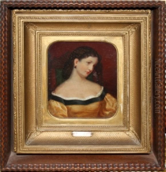 Portrait Of Young Lady In Gold Dress Oil Painting by William Henry Furness Jr.