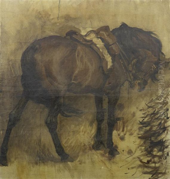 Sketch Of Field-marshall Roberts' Horse Saracen Oil Painting by Charles Wellington Furse