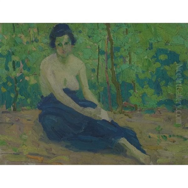 Nude In Woods Oil Painting by Frederick F. Fursman