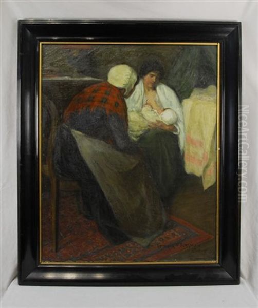 Mother Feeding Her Child Oil Painting by Frederick F. Fursman