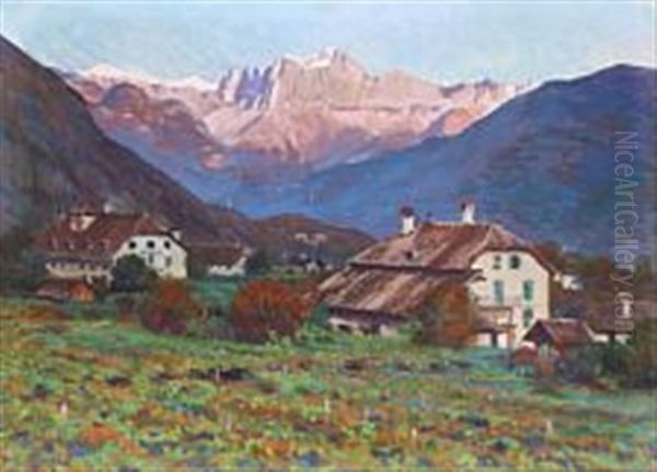 View From The Dolomites Oil Painting by Julius Furst