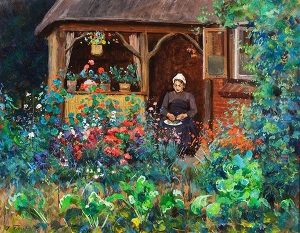 Im Bauerngarten Oil Painting by Julius Furst