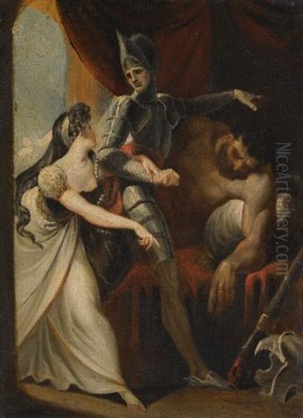 Huon Rescuing Angela From The Giant Angulaffer (from Wieland's Oberon) Oil Painting by Henry Fuseli