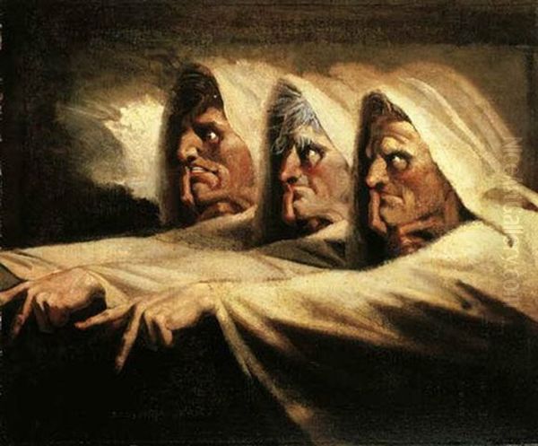 The Three Witches, Or The Weird Sisters Oil Painting by Henry Fuseli