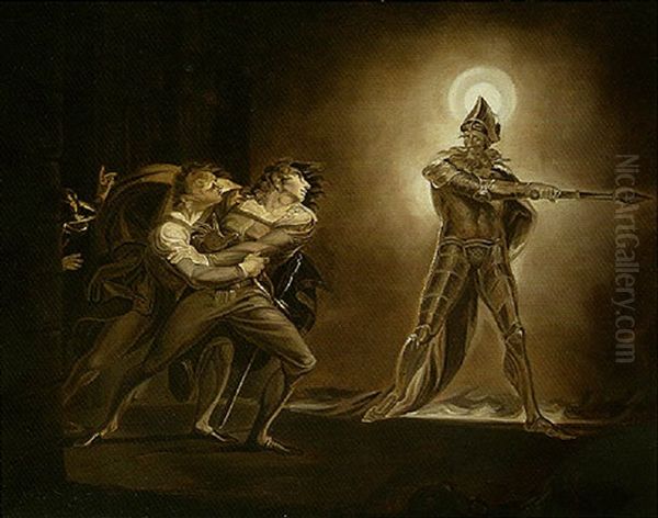 Hamlet, Horatio, Marcellus And The Ghost Oil Painting by Henry Fuseli