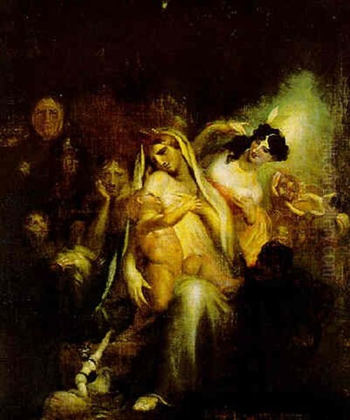 Shakespeare Als Kind Zwischen Tragoedie Und Komoedie Oil Painting by Henry Fuseli