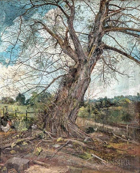 Majestic Tree With Chickens Oil Painting by Charles Lewis Fussell