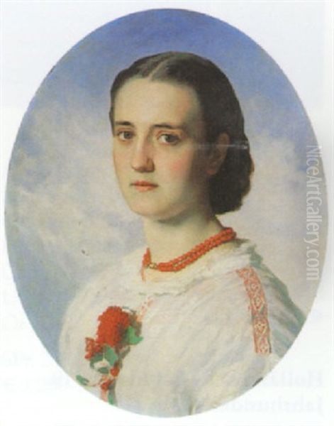 Portrat Einer Jungen Frau Mit Korallenkette Oil Painting by Wilhelm Heinrich Fussli