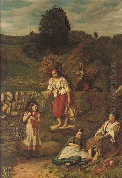 The Faggot Gatherers Oil Painting by William Baxter Collier Fyfe