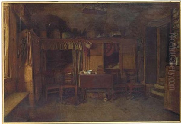 A Cottage Interior Oil Painting by William Baxter Collier Fyfe