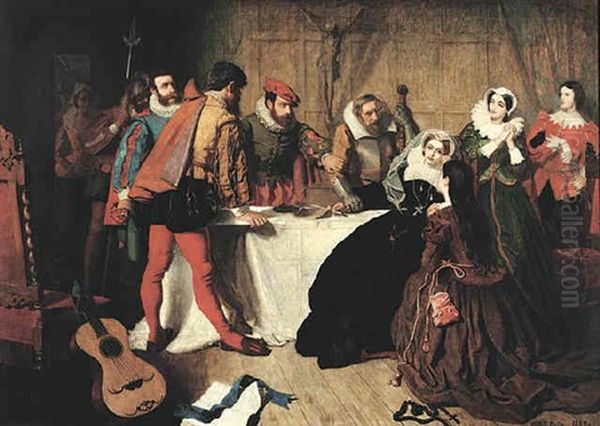 The Abdication Od Mary Queen Of Scots At Lochleven Castle Oil Painting by William Baxter Collier Fyfe