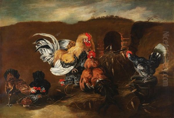 The Cockfight Oil Painting by Jan Fyt