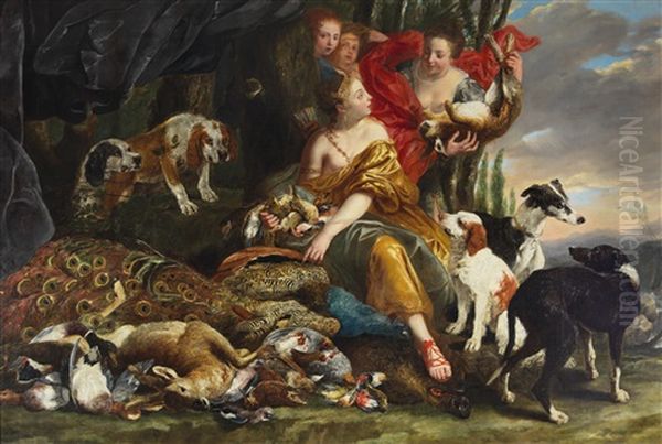 The Goddess Diana Receiving The Kil Oil Painting by Jan Fyt