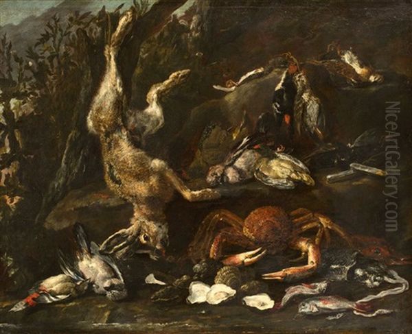 Hunting Still Life With Hare And Other Animals Oil Painting by Jan Fyt