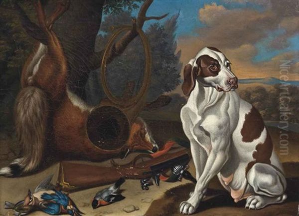 A Hound With A Hare; Two Hounds And Game Under A Tree; A Hound With A Fox And Duck; And A Hound With A Fox, Hunting Horn And Game, Under A Tree (4 Works) Oil Painting by Jan Fyt