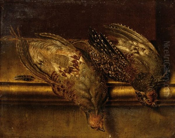 Two Dead Partridges On A Plinth Oil Painting by Jan Fyt