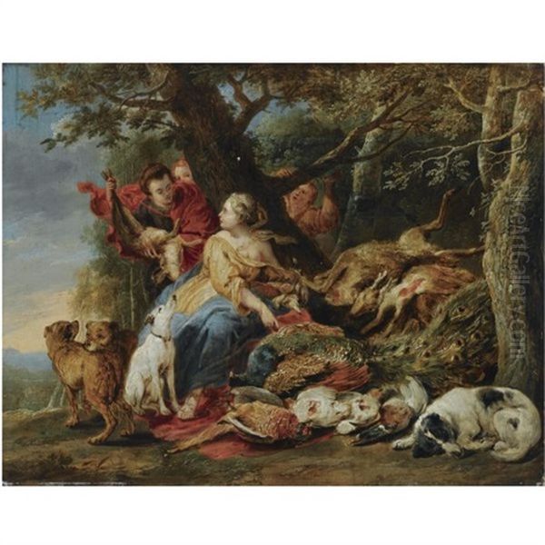 Diana And Her Nymphs Resting After The Chase, Next To An Abundance Of Dead Game Oil Painting by Jan Fyt