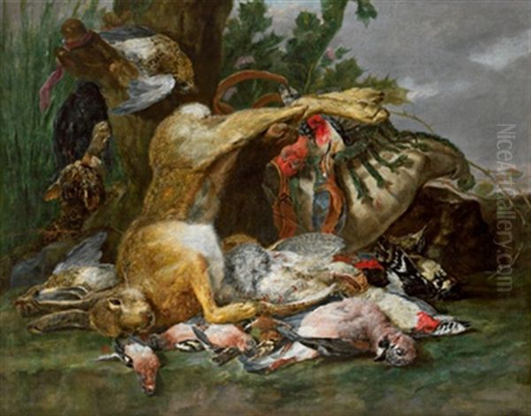 Jagdstillleben Mit Einem Hasen, Erlegtem Federwild Und Einem Huhnerhund Oil Painting by Jan Fyt