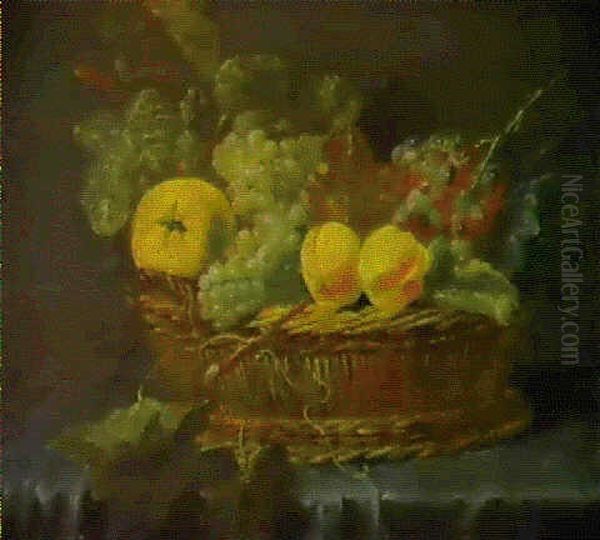 Nature Morte Au Panier De Raisins Avec Un Citron Et Des     Peches Oil Painting by Jan Fyt