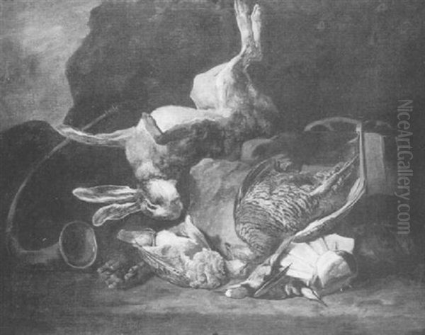 A Still Life Of A Hare, Game And Hunting Implements Oil Painting by Jan Fyt