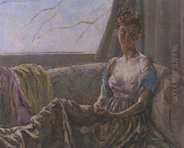 Pam At The Window Oil Painting by Ethel Gabain