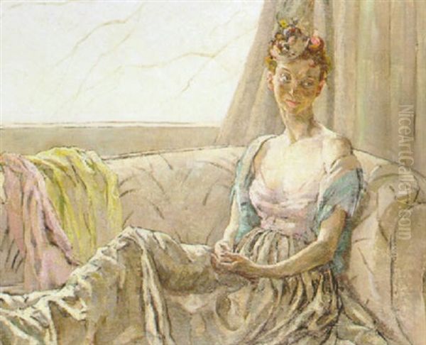 Pam At The Window Oil Painting by Ethel Gabain