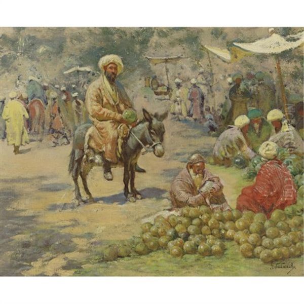 At The Market Oil Painting by Georgy Gabashvili