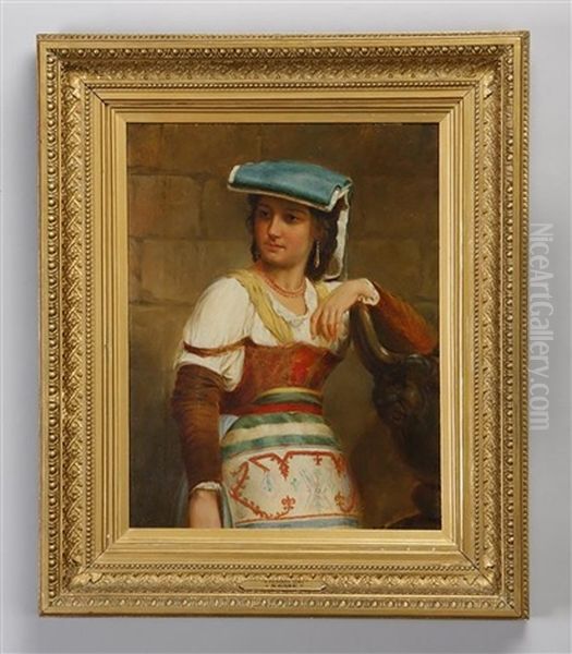 Peasant Girl In Native Costume Oil Painting by Nicholas Edward Gabe