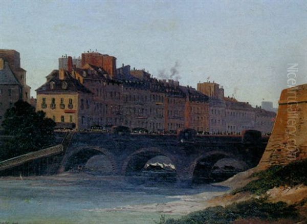 Vue De Lyon Oil Painting by Francois Amedee Gabillot