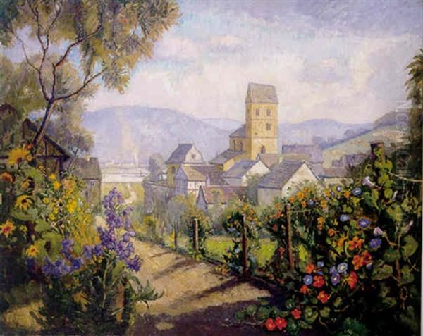 Blick Auf Bad Breisig Oil Painting by Ernst Frierdich Carl Gabler