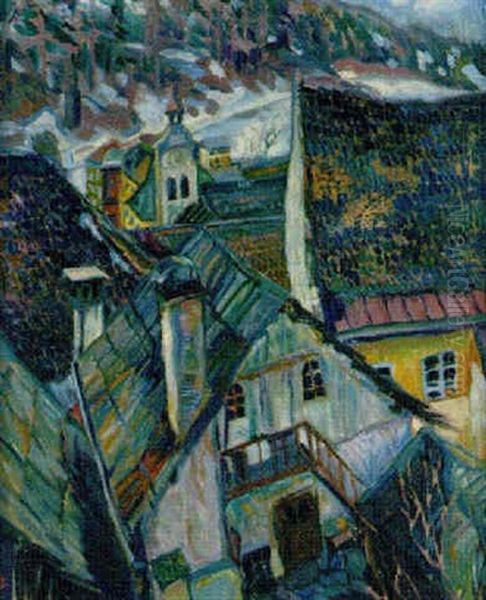 Dorf Oil Painting by Laszlo Gabor