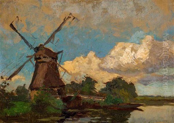 Mill At The Water Side Oil Painting by Paul Joseph Constantin Gabriel