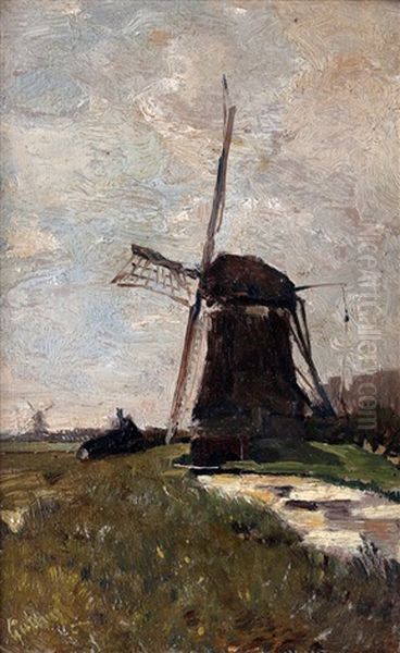 Molen In Een Landschap Oil Painting by Paul Joseph Constantin Gabriel