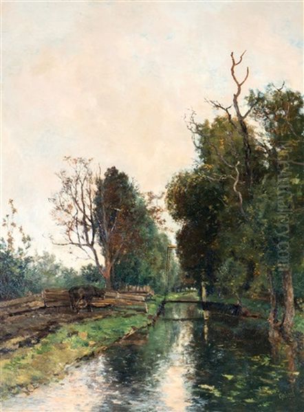 De Broeksloot Te Voorburg Oil Painting by Paul Joseph Constantin Gabriel