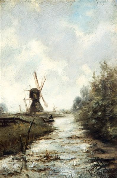 Molens Aan Een Sloot Oil Painting by Paul Joseph Constantin Gabriel