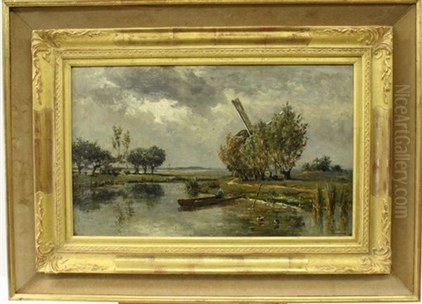 Avant L'orage, Vue Prise A Abcoude Pres Amsterdam (hollande) Oil Painting by Paul Joseph Constantin Gabriel