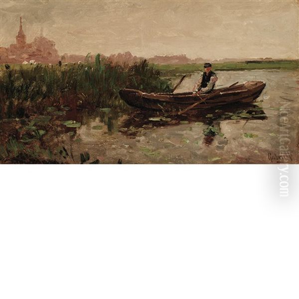 Fisherman In The Polder, Circa Oil Painting by Paul Joseph Constantin Gabriel