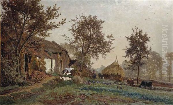 A Farm In Oosterbeek Oil Painting by Paul Joseph Constantin Gabriel