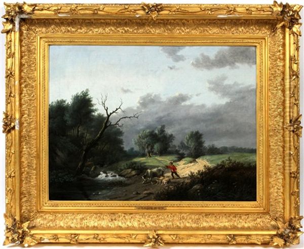 Shepherd In Landscape Oil Painting by Paul Joseph Constantin Gabriel