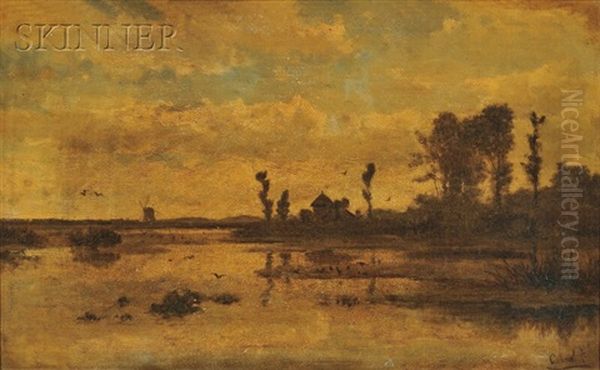 Landscape In Holland Oil Painting by Paul Joseph Constantin Gabriel