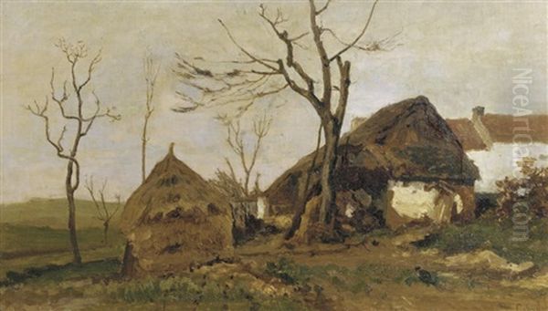 In Het Dorp La Hulpe: A View On A Belgian Village Oil Painting by Paul Joseph Constantin Gabriel