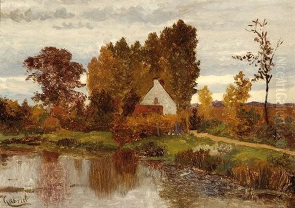 A House By A Fen Oil Painting by Paul Joseph Constantin Gabriel