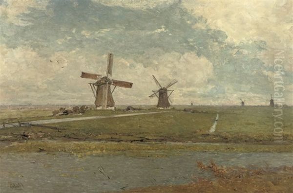 Les Moulins D'overschie Oil Painting by Paul Joseph Constantin Gabriel