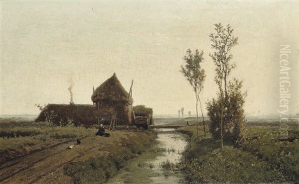 By The Farmhouse Oil Painting by Paul Joseph Constantin Gabriel