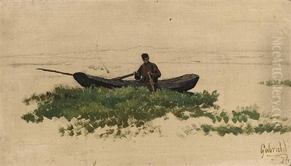 A Man In A Rowing Boat Oil Painting by Paul Joseph Constantin Gabriel