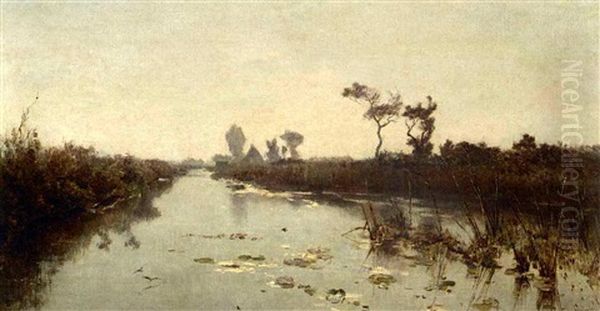 A View Of The Tolboomsloot, Kortenhoef Oil Painting by Paul Joseph Constantin Gabriel