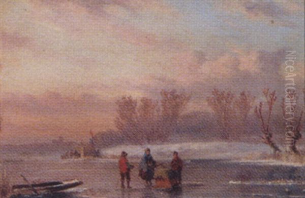 Untitled - Skating Scene Oil Painting by Paul Joseph Constantin Gabriel