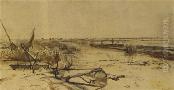 A View Of The Kamper Veenderij (het Zwijnsleger Near Grafhorst) Oil Painting by Paul Joseph Constantin Gabriel