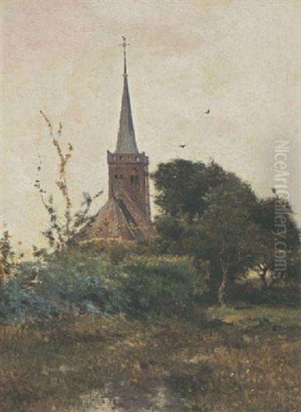 A View Of The Church In Noorden Oil Painting by Paul Joseph Constantin Gabriel