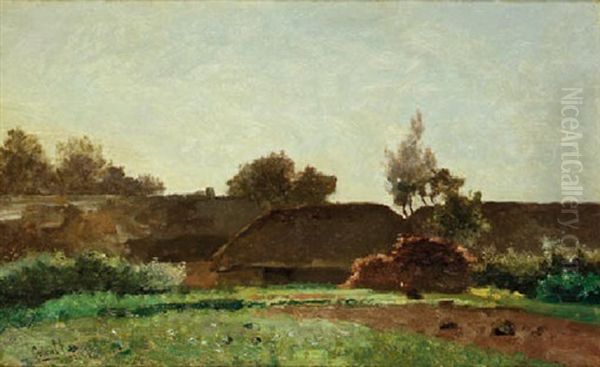 A Kitchengarden Oil Painting by Paul Joseph Constantin Gabriel